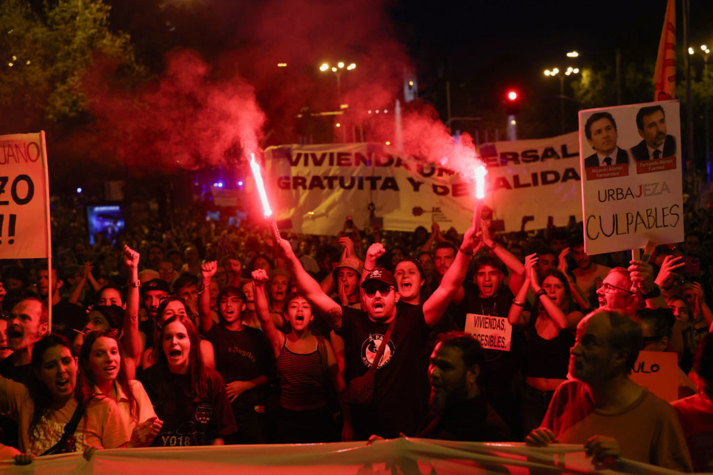 People protest Spain's housing crisis in Madrid