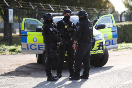 Men arrested on suspicion of offences under the Explosives Act, in Fairford