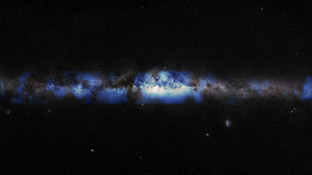 FILE PHOTO: Artist's composition of the Milky Way seen with a neutrino lens