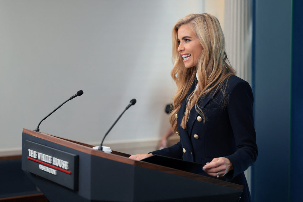 New White House Press Secretary Zacharia holds her first press briefing at the White House in Washington, DC