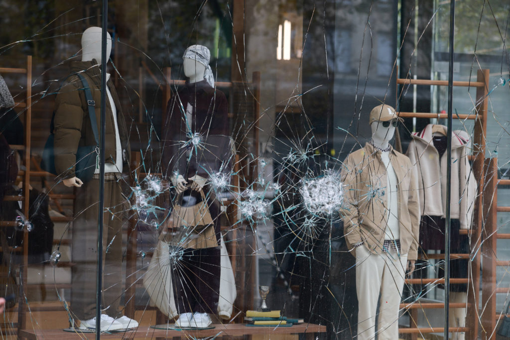 Aftermath of clashes during a national day of protests against the cost of living and rising fuel prices, in Paris