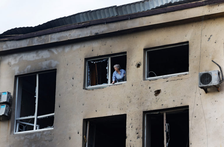 Aftermath of a drone attack in Donetsk